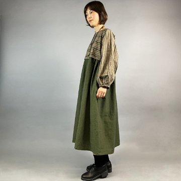 【遠州綿紬・亀田縞】バルーンワンピース　の画像