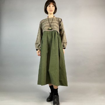 【遠州綿紬・亀田縞】バルーンワンピース　の画像
