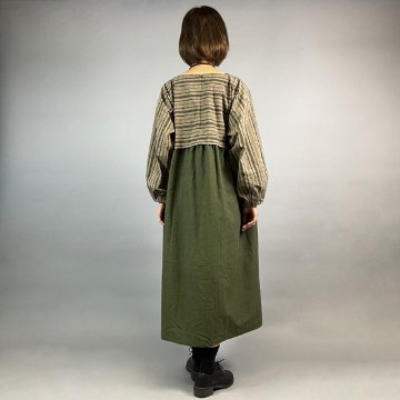 【遠州綿紬・亀田縞】バルーンワンピース　の画像