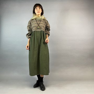 【遠州綿紬・亀田縞】バルーンワンピース　の画像