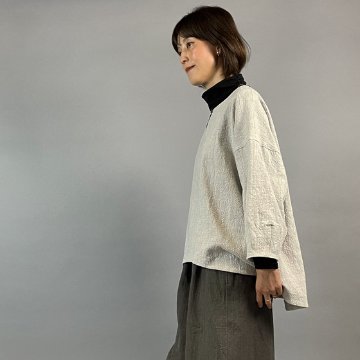 【備後絣】ラウンドプルオーバー　うす墨スラブの画像