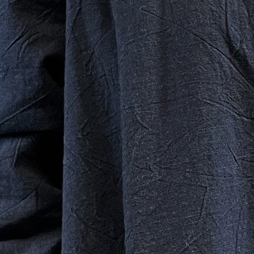 【亀田縞】シャツ衿フレアワンピース　濃紺ワッシャー画像