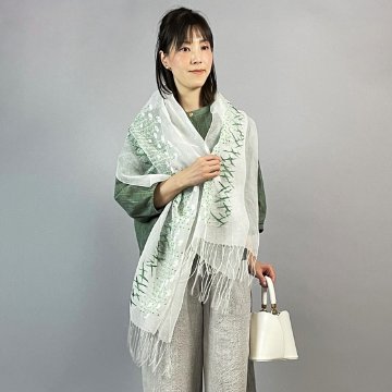 【織工おきぬ】シルク刺繍ショール　ぺんぺん草の画像