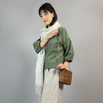 【織工おきぬ】シルク刺繍ショール　ぺんぺん草の画像