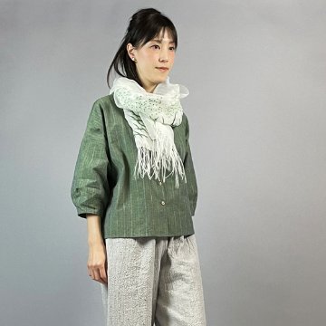 【織工おきぬ】シルク刺繍ショール　ぺんぺん草の画像