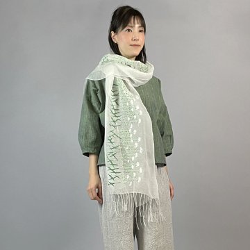 【織工おきぬ】シルク刺繍ショール　ぺんぺん草の画像