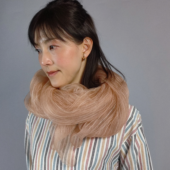 【倭工房】桜染めシルクストール　すかしウェーブの画像
