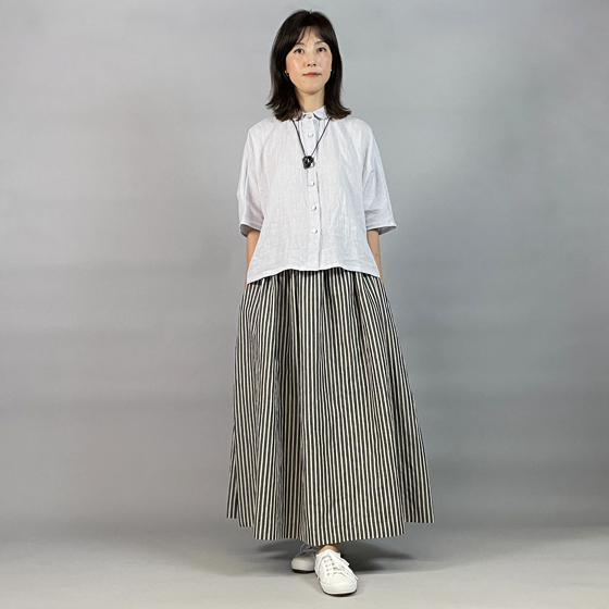 【近江ちぢみ】ワイドシャツ　ショート丈 パープルグレー　 再入荷の画像