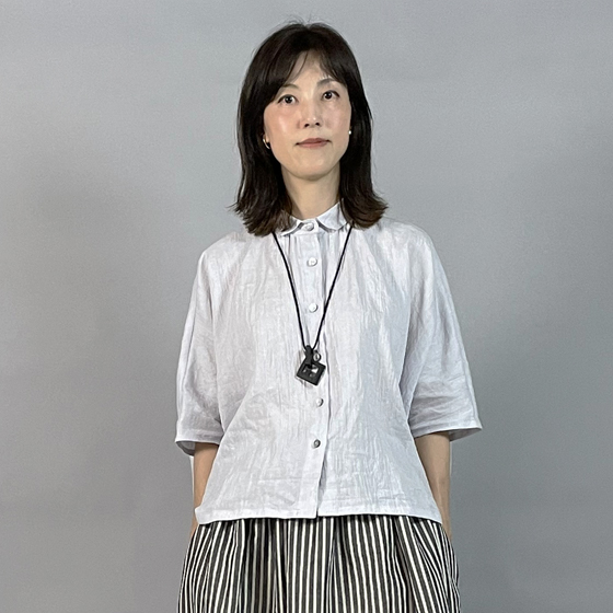 【近江ちぢみ】ワイドシャツ　ショート丈 パープルグレー　 再入荷の画像