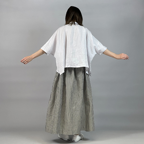 【近江ちぢみ】ワイドシャツ　ショート丈 パープルグレー　 再入荷の画像