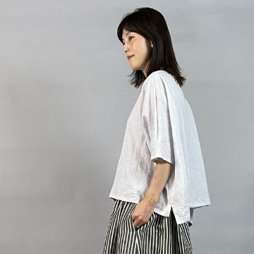 【近江ちぢみ】ワイドシャツ　ショート丈 パープルグレー　 再入荷の画像