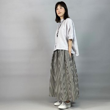 【近江ちぢみ】ワイドシャツ　ショート丈 パープルグレー　 再入荷の画像