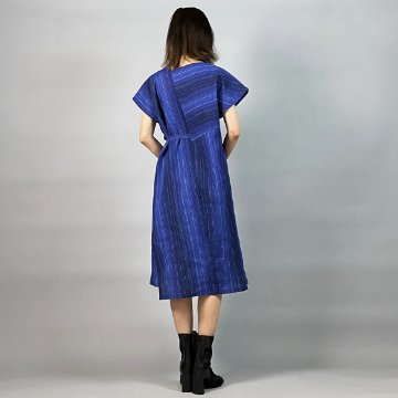 【近江ちぢみ】たすきワンピース 青縞の画像