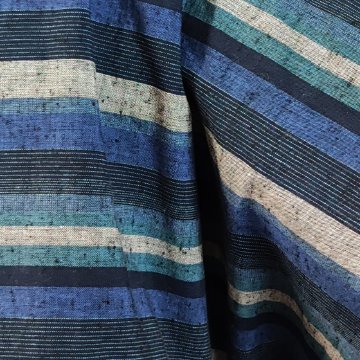 【遠州綿紬】バルーンワンピース　かつお縞の画像