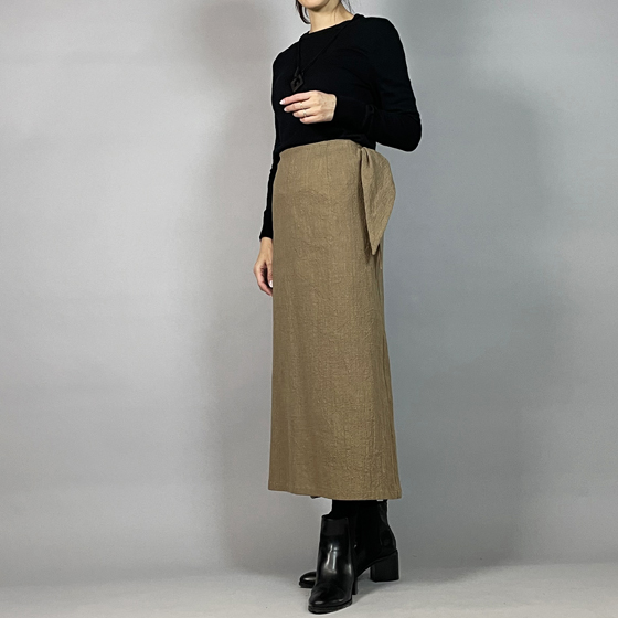 【備後絣】巻きスカート　柿墨染めの画像