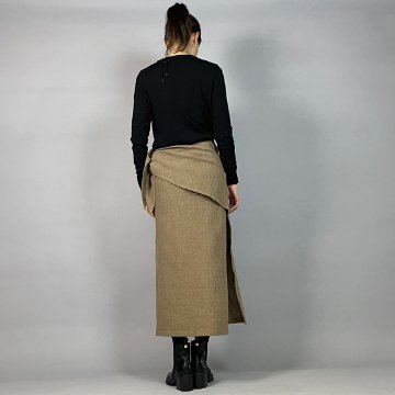 【備後絣】巻きスカート　柿墨染めの画像