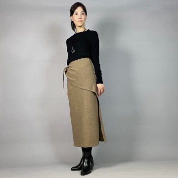 【備後絣】巻きスカート　柿墨染めの画像