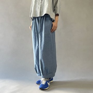 【備後絣】藍染め　タックワイドパンツ　水色の画像