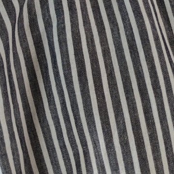 【亀田縞】ワイドショートブラウス　綿麻　グレーの縞の画像