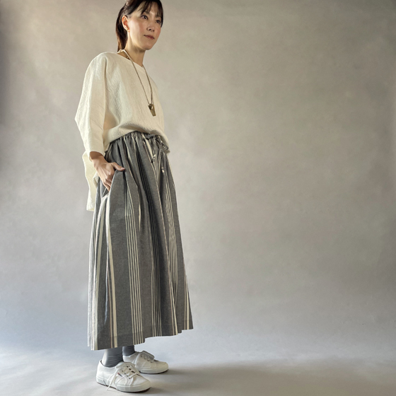【備後絣】ワイドTブラウス　生成りスラブの画像
