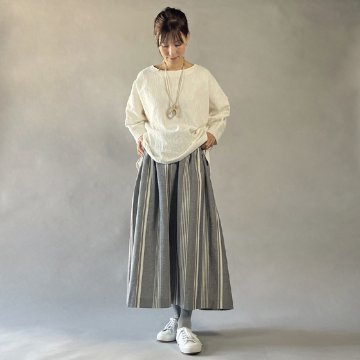 【備後絣】ワイドTブラウス　生成りスラブの画像