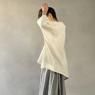 【備後絣】ワイドTブラウス　生成りスラブの画像