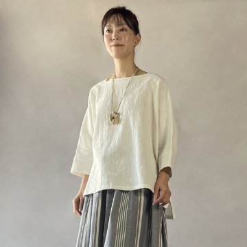 【備後絣】ワイドTブラウス　生成りスラブの画像