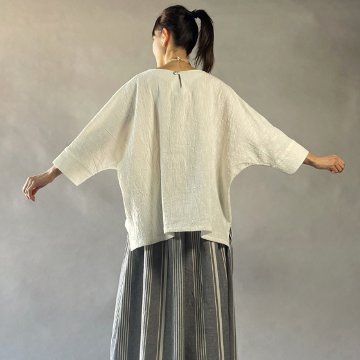 【備後絣】ワイドTブラウス　生成りスラブの画像