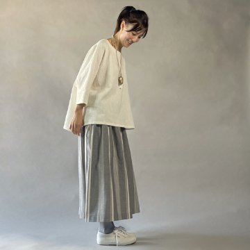 【備後絣】ワイドTブラウス　生成りスラブの画像