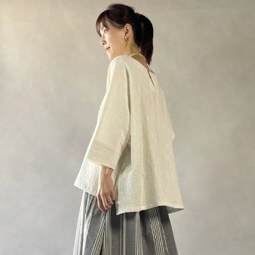 【備後絣】ワイドTブラウス　生成りスラブの画像