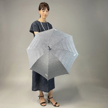 【近江ちぢみ】ハイウェスト切り替えワンピース　フレンチ袖　細縞の画像