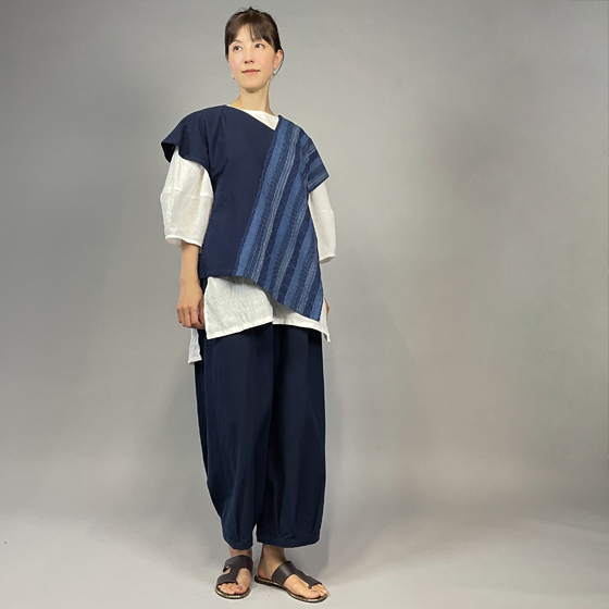 【備後絣】藍染め　タスキプルオーバー　絣No.30の画像