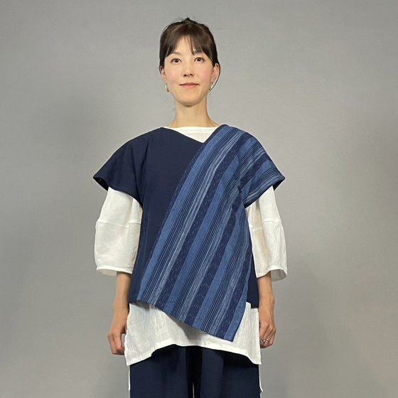 【備後絣】藍染め　タスキプルオーバー　絣No.30の画像