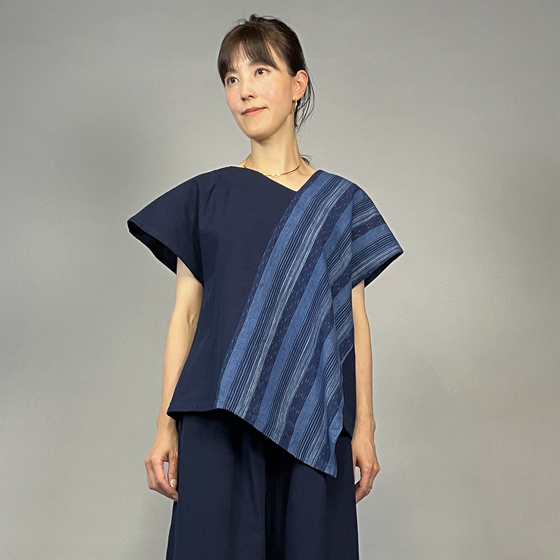 【備後絣】藍染め　タスキプルオーバー　絣No.30の画像