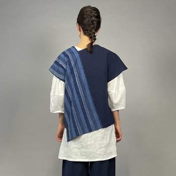 【備後絣】藍染め　タスキプルオーバー　絣No.30の画像