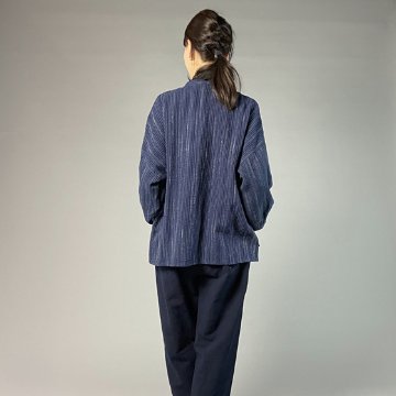 【備後絣】バルーン袖ブラウス　文人絣　紺の画像