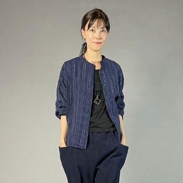 【備後絣】バルーン袖ブラウス　文人絣　紺の画像