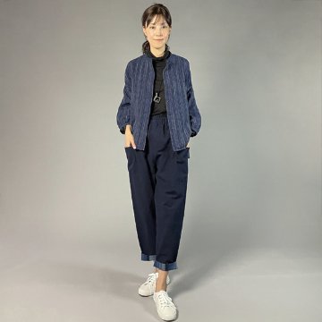 【備後絣】バルーン袖ブラウス　文人絣　紺の画像