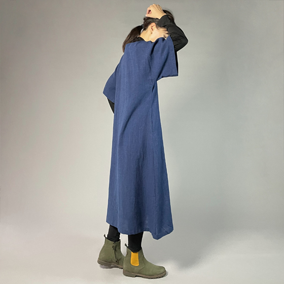 【備後絣】藍染め　キモノスリーブワンピース　の画像