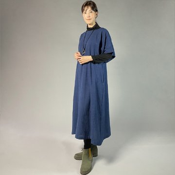 【備後絣】藍染め　キモノスリーブワンピース　の画像