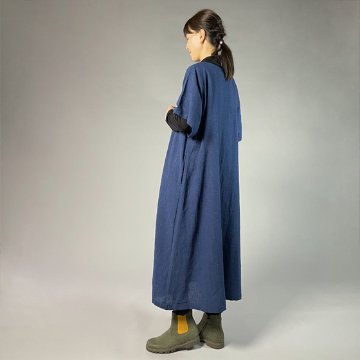 【備後絣】藍染め　キモノスリーブワンピース　の画像