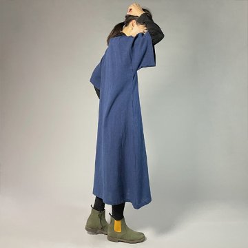 【備後絣】藍染め　キモノスリーブワンピース　の画像