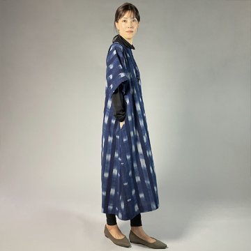 【備後絣】藍染め　キモノスリーブワンピース　絣26－2の画像
