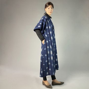【備後絣】藍染め　キモノスリーブワンピース　絣26－2の画像
