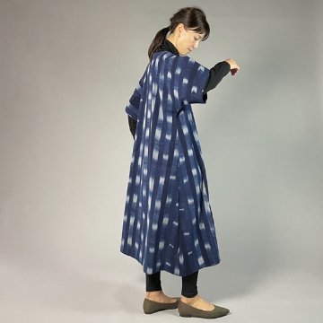 【備後絣】藍染め　キモノスリーブワンピース　絣26－2の画像