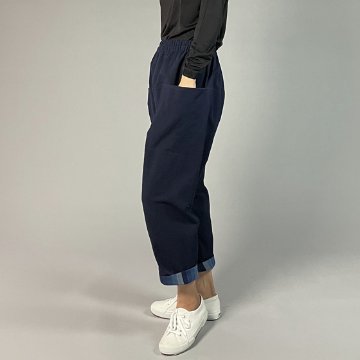 【備後絣】藍染め　横ポケットパンツ　濃紺無地の画像