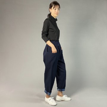 【備後絣】藍染め　横ポケットパンツ　濃紺無地の画像