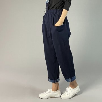 【備後絣】藍染め　横ポケットパンツ　濃紺無地の画像