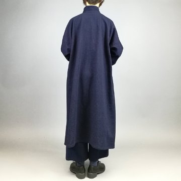 【備後絣】テントラインコート　藍染め 厚地濃紺 総裏地付き　画像