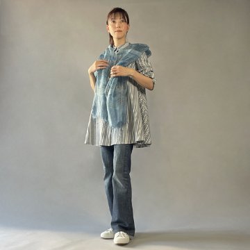 【亀田縞】シャツ衿フレアーチュニック　BL-3の画像